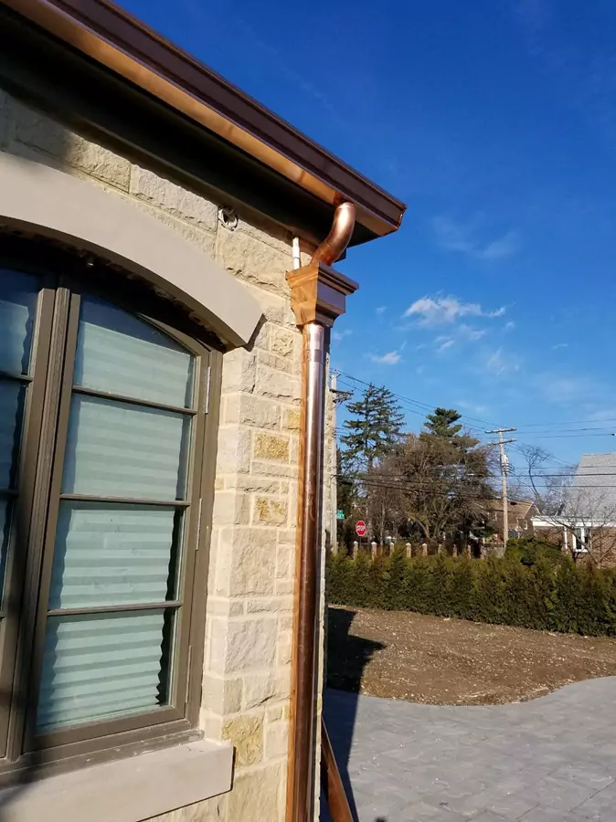 copper gutters on a house